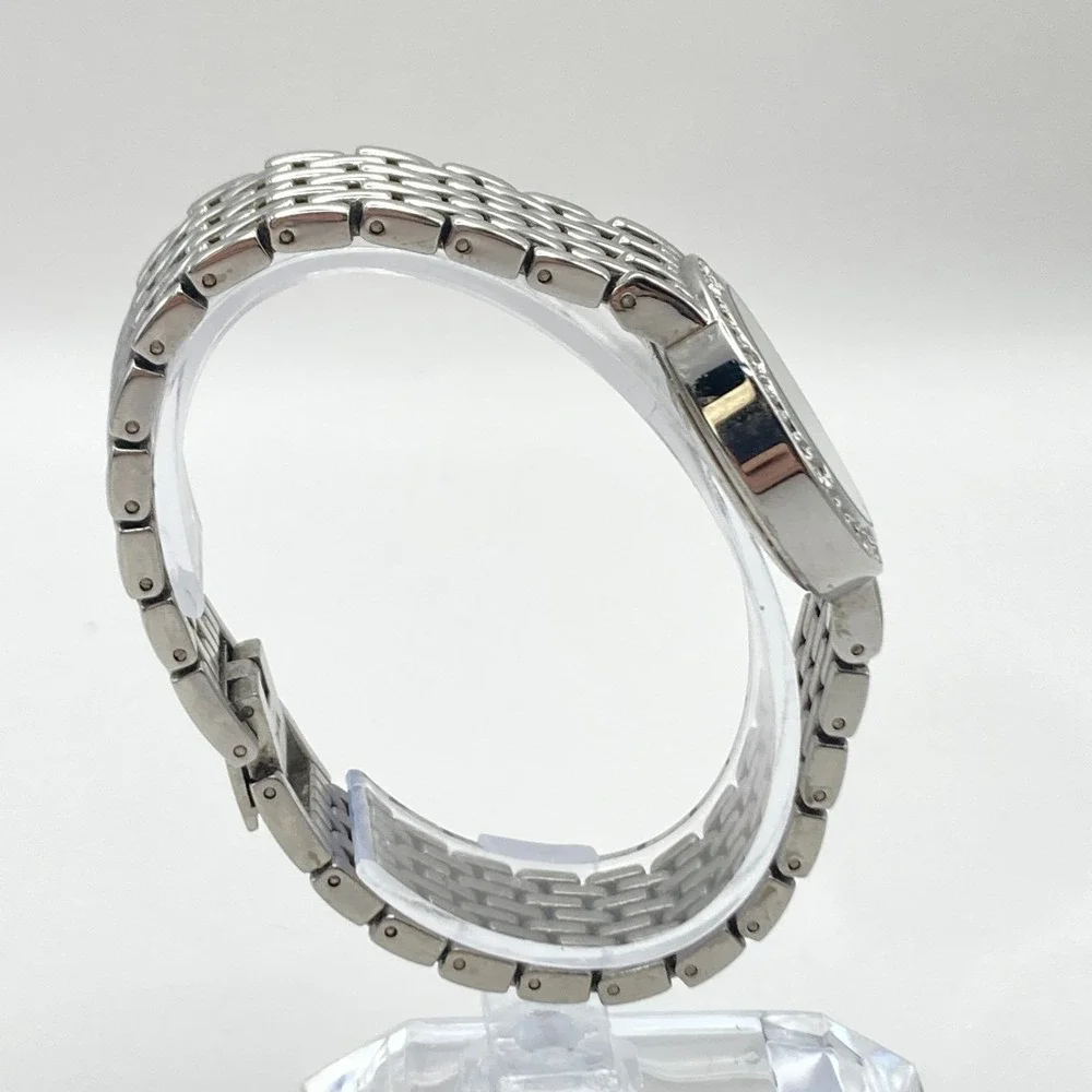 Armitron Now Women's Watch 28mm Silver Tone Crystals MOP Dial New Battery 6.75